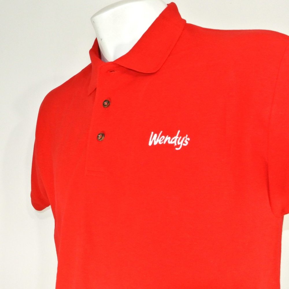 WENDY'S Hamburgers Fast Food Employee Uniform Polo Shirt Red NEW Size XL